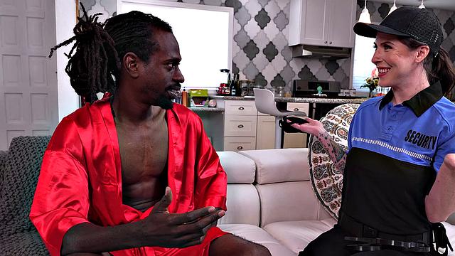 Nutsy Ex-Security Babe Gets BBC Creampied