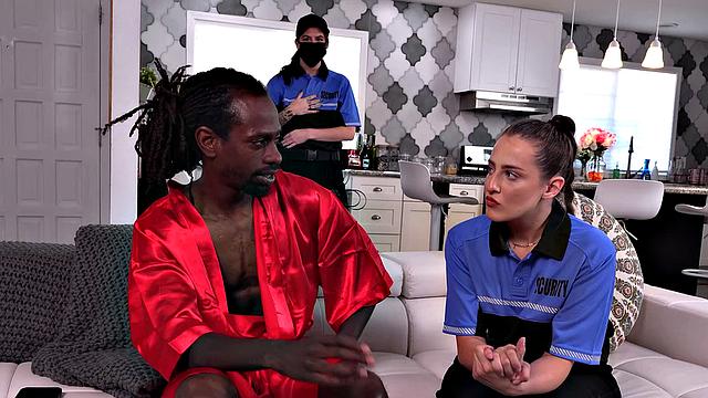 Nutsy Ex-Security Babe Gets BBC Creampied