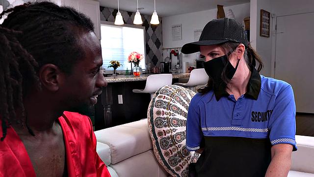 Nutsy Ex-Security Babe Gets BBC Creampied