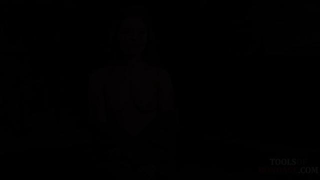 Bonded dungeon bitch fucked by pole