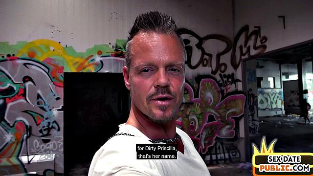 Busty babe cockriding outdoor