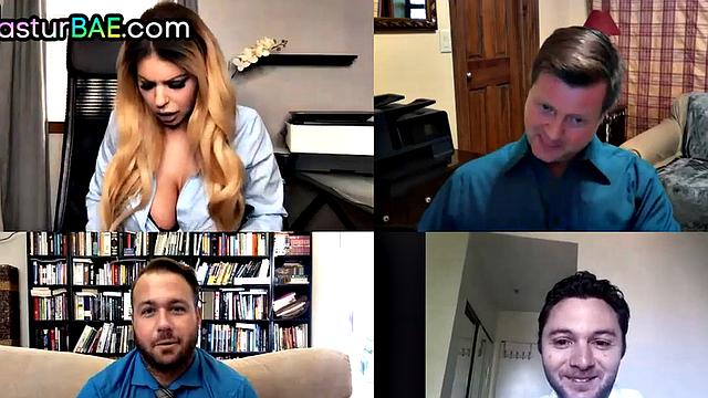 Masturbating secretary gets horny on cam in the office