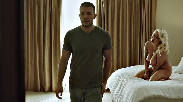 Blonde stepmother enjoys doggystyle fuck by stepson