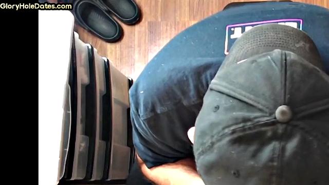 Gloryhole DILF with glasses sucks cock with mouth