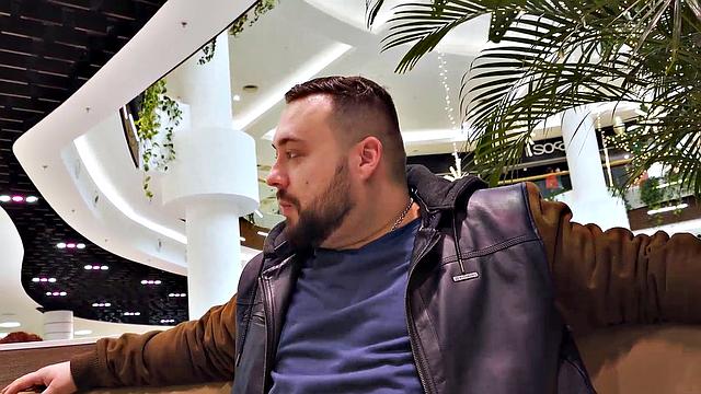 HUNT4K. Cuck stays in public toilet and watches GFs sex with hunter