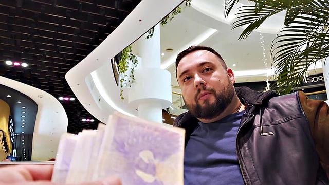 HUNT4K. Cuck stays in public toilet and watches GFs sex with hunter