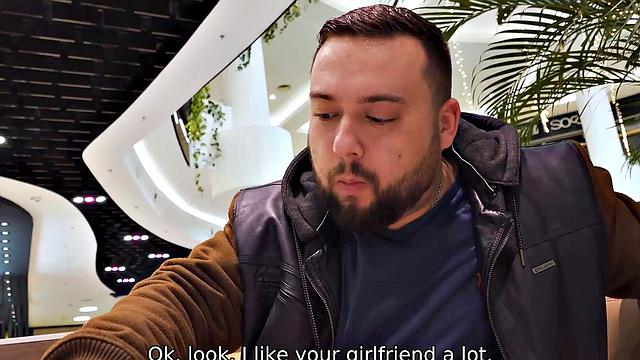 HUNT4K. Cuck stays in public toilet and watches GFs sex with hunter