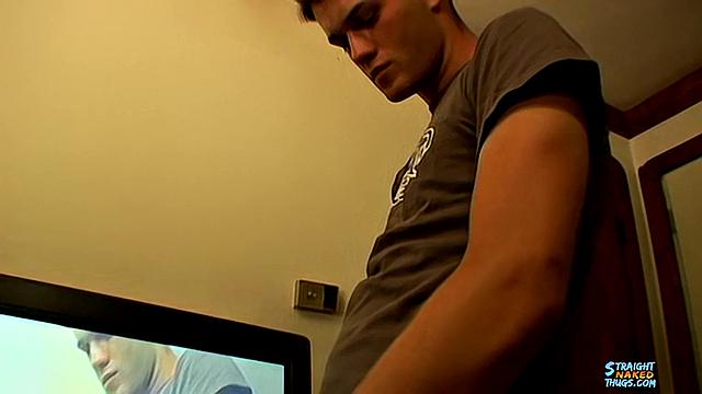 Bryce Corbin strokes his hard cock and cums for the camera
