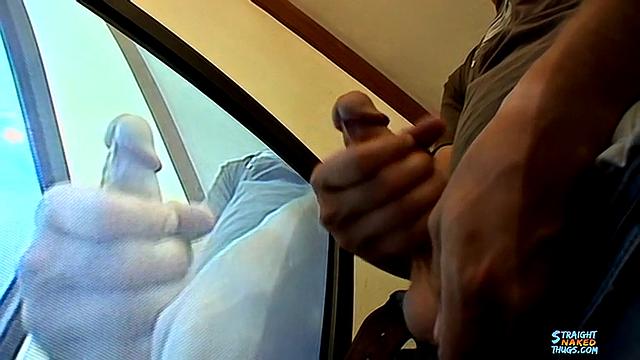 Bryce Corbin strokes his hard cock and cums for the camera