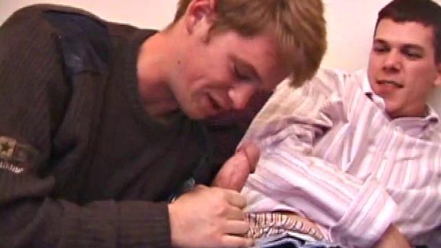 Tre Bone isn't scared of Matthew's big dick and quickly goes down on it. Gunner starts sucking on Tre's cock before blowing Matthew.