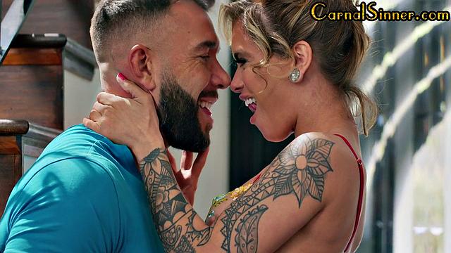 Stunning blonde babe doggystyled by lover