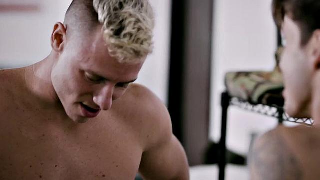 Gay stepbrother barebacked in military dormitory by stepbrother