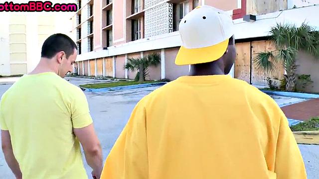 Ebony public passionately bouncing on cock outdoor