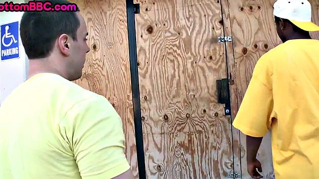 Ebony public passionately bouncing on cock outdoor