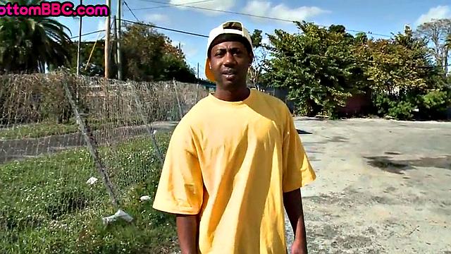 Ebony public passionately bouncing on cock outdoor