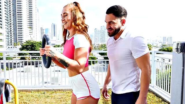 Super fit Callie Black squats on big thick cock