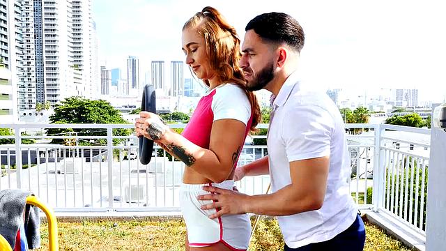 Super fit Callie Black squats on big thick cock