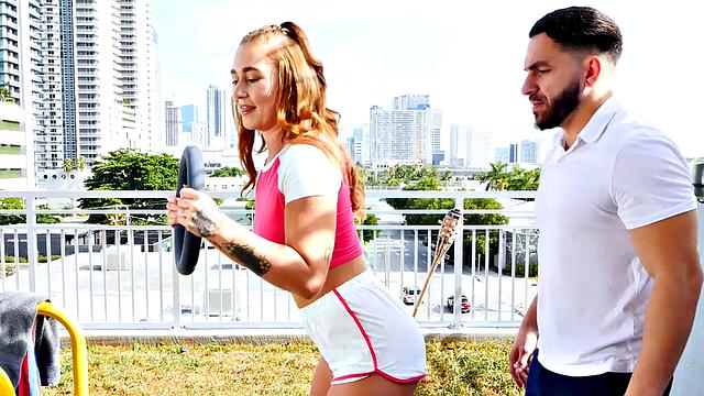 Super fit Callie Black squats on big thick cock