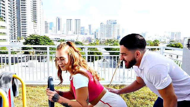 Super fit Callie Black squats on big thick cock