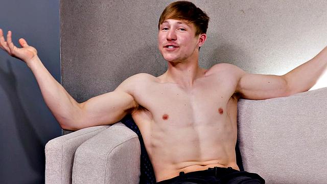 Debut amateur stud's first time wanks and cums in front of the camera