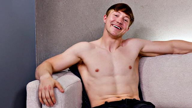 Debut amateur stud's first time wanks and cums in front of the camera