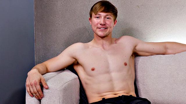 Debut amateur stud's first time wanks and cums in front of the camera