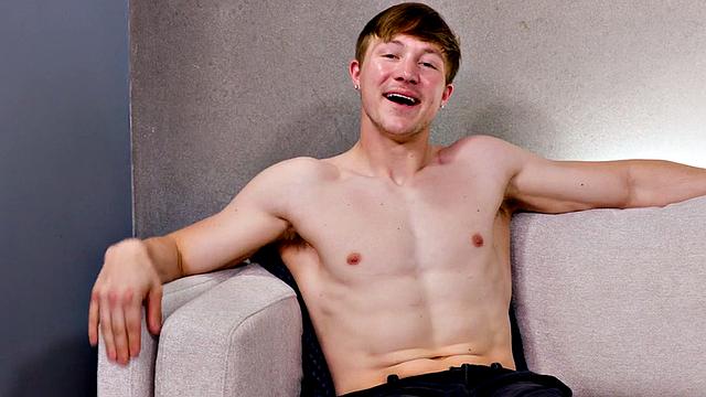 Debut amateur stud's first time wanks and cums in front of the camera