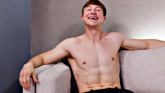 Debut amateur stud's first time wanks and cums in front of the camera