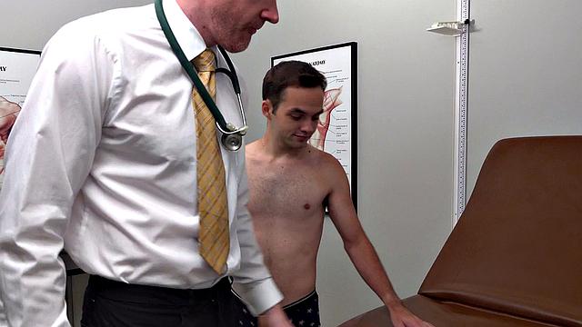 Petite twink bareback fucked in 3some at doctor's infirmary