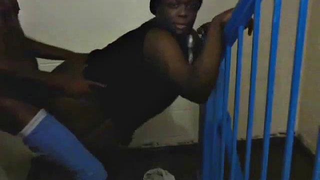 Amateur couple on stairs