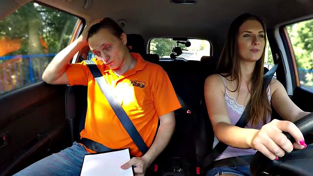 Real driving student eaten out by instructor