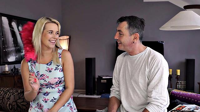 Stepdad seduces his ginger stepdaughter with his glasses and dirty talk