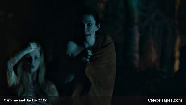 Check out Marguerite Moreau's topless poolside fun with her small tits bouncing around!