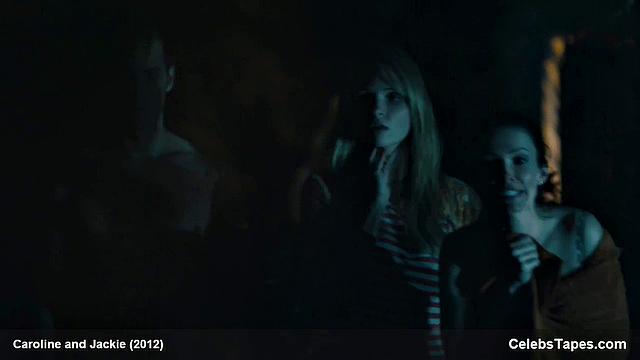 Check out Marguerite Moreau's topless poolside fun with her small tits bouncing around!