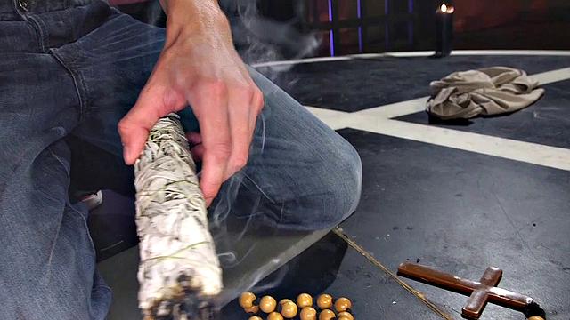 A kinky babe dominate over her male sub with her big tits and brown hair