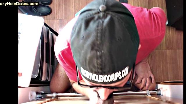 Black gay gets sucked by POV gloryhole at home