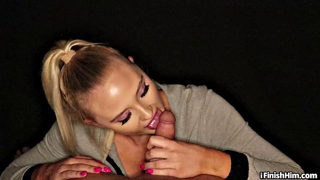 POV femdom 21yo GF finishing BF while giving teasing BJ