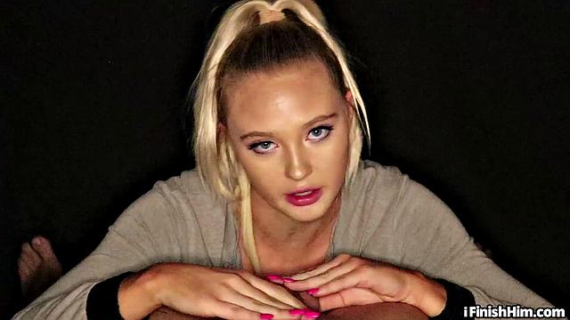 POV femdom 21yo GF finishing BF while giving teasing BJ