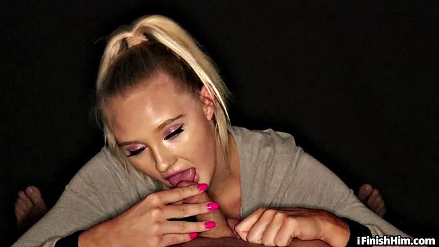 POV femdom 21yo GF finishing BF while giving teasing BJ