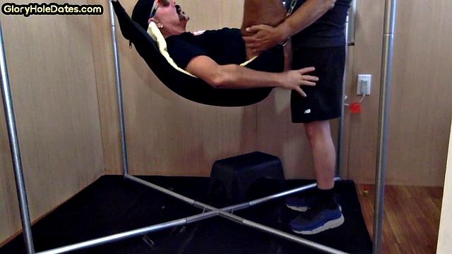 Gloryhole nympho penetrated in anal hole by huge dick