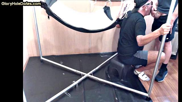 Gloryhole nympho penetrated in anal hole by huge dick