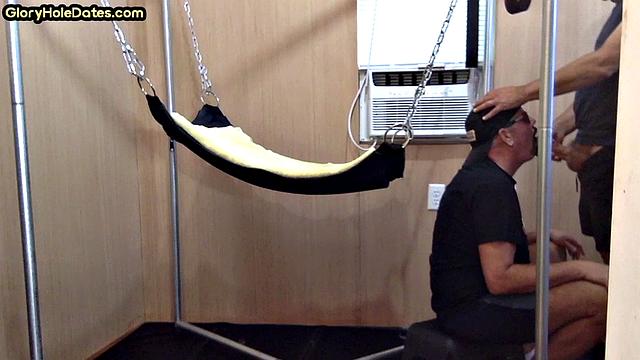 Gloryhole nympho penetrated in anal hole by huge dick