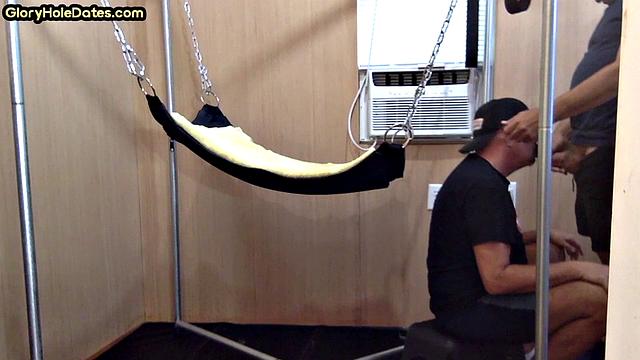 Gloryhole nympho penetrated in anal hole by huge dick