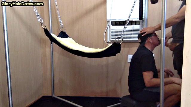 Gloryhole nympho penetrated in anal hole by huge dick