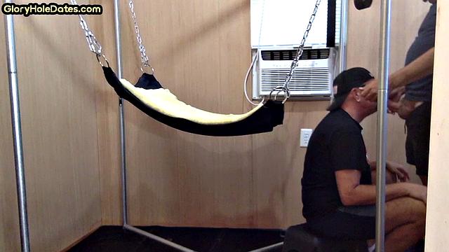 Gloryhole nympho penetrated in anal hole by huge dick