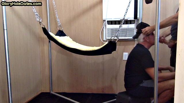 Gloryhole nympho penetrated in anal hole by huge dick