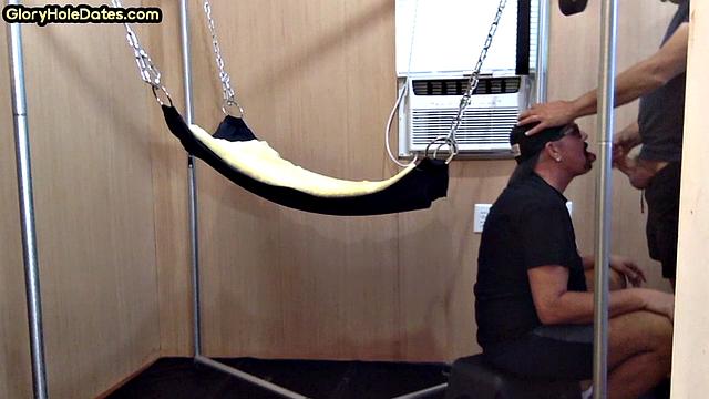 Gloryhole nympho penetrated in anal hole by huge dick