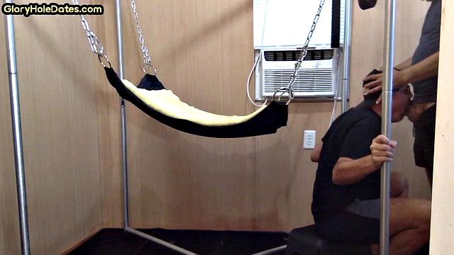 Gloryhole nympho penetrated in anal hole by huge dick