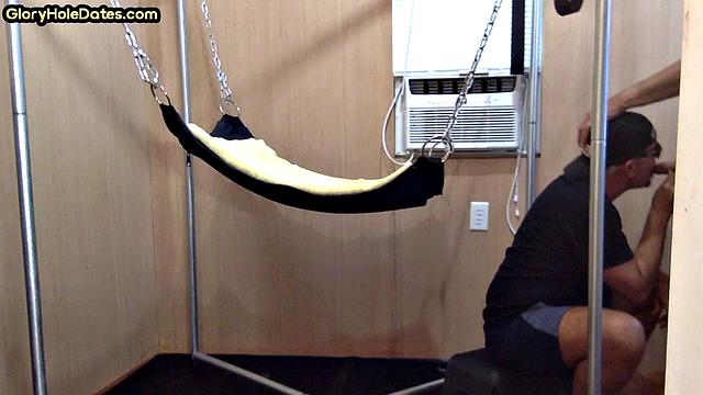 Gloryhole nympho penetrated in anal hole by huge dick