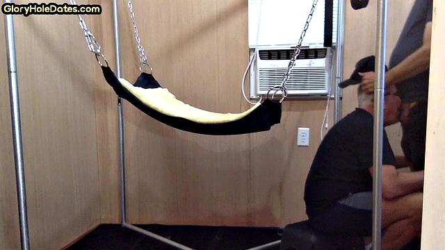 Gloryhole nympho penetrated in anal hole by huge dick